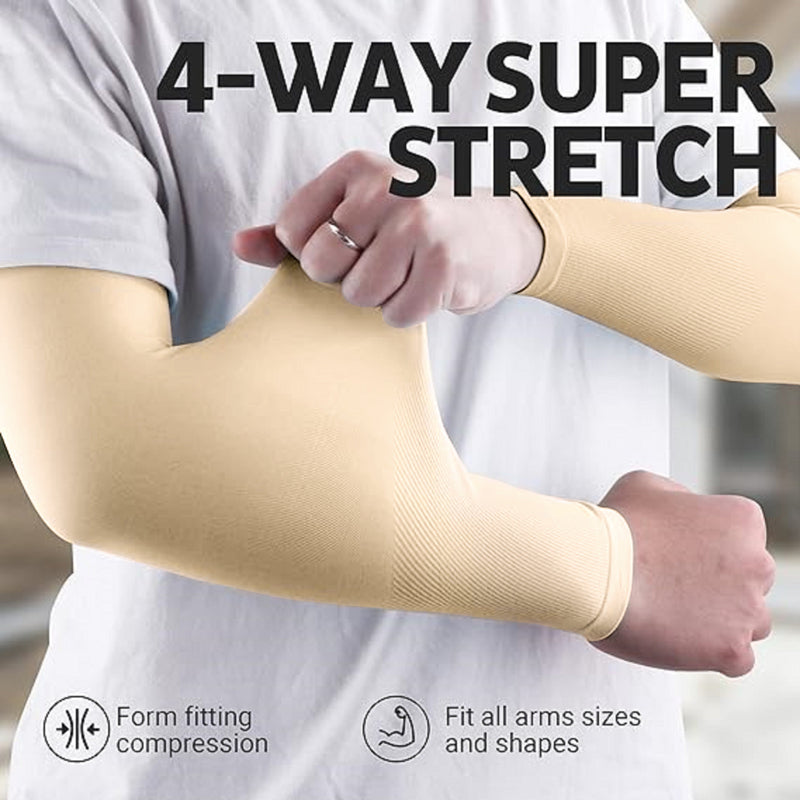 TRENDMALLS Arm Sleeves, Cooling UV Sun Protection Sports Compression for Men/Women/Kids (Beige) Trendmalls