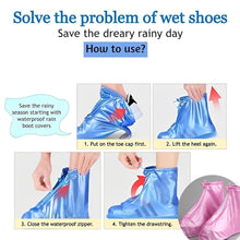 Plastic Shoes Cover Reusable Anti-Slip Boots Zippered Overshoes Covers Transparent Waterproof Snow Rain Boots for Kids / Adult Shoes, for Rainy Season (1 Pair / Pink)