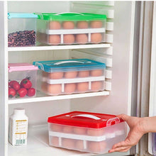 2Layer, 32 Grid Egg Tray with Lid Egg Carrier Holder for Refrigerator, Camping Food Storage Container with Handle (1 Pc )