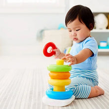 Brightly colored rings for developing motor skills.