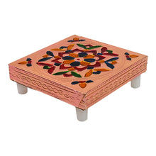 1 Pc Meenakari Wooden Chowki & Bajot Set: For Home & Office Puja (Multicolor)