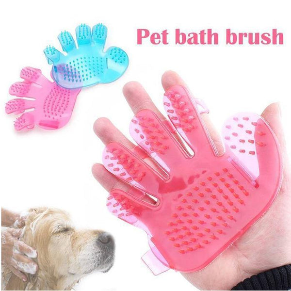 Rubber Pet Cleaning Massaging Grooming Glove Brush