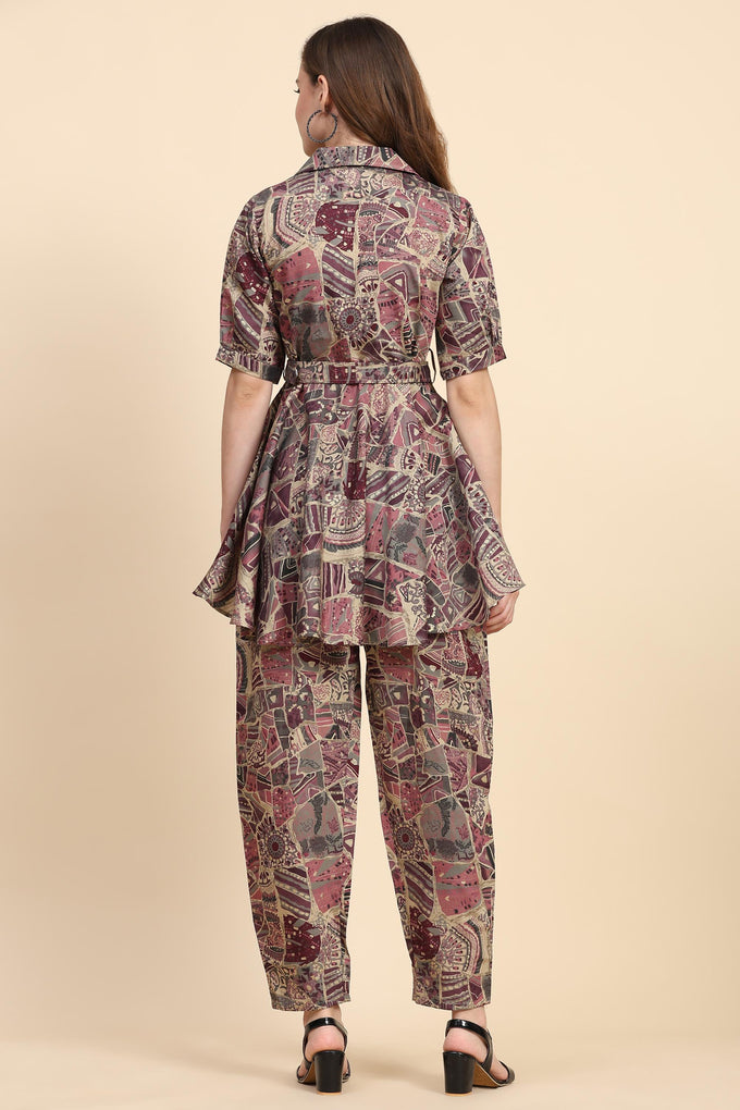 Chanderi Cotton Silk Printed CoOrds Set Kurta Pant 2 Piece Ethnic Fusion Kurta Set For Women's Trendmallsin