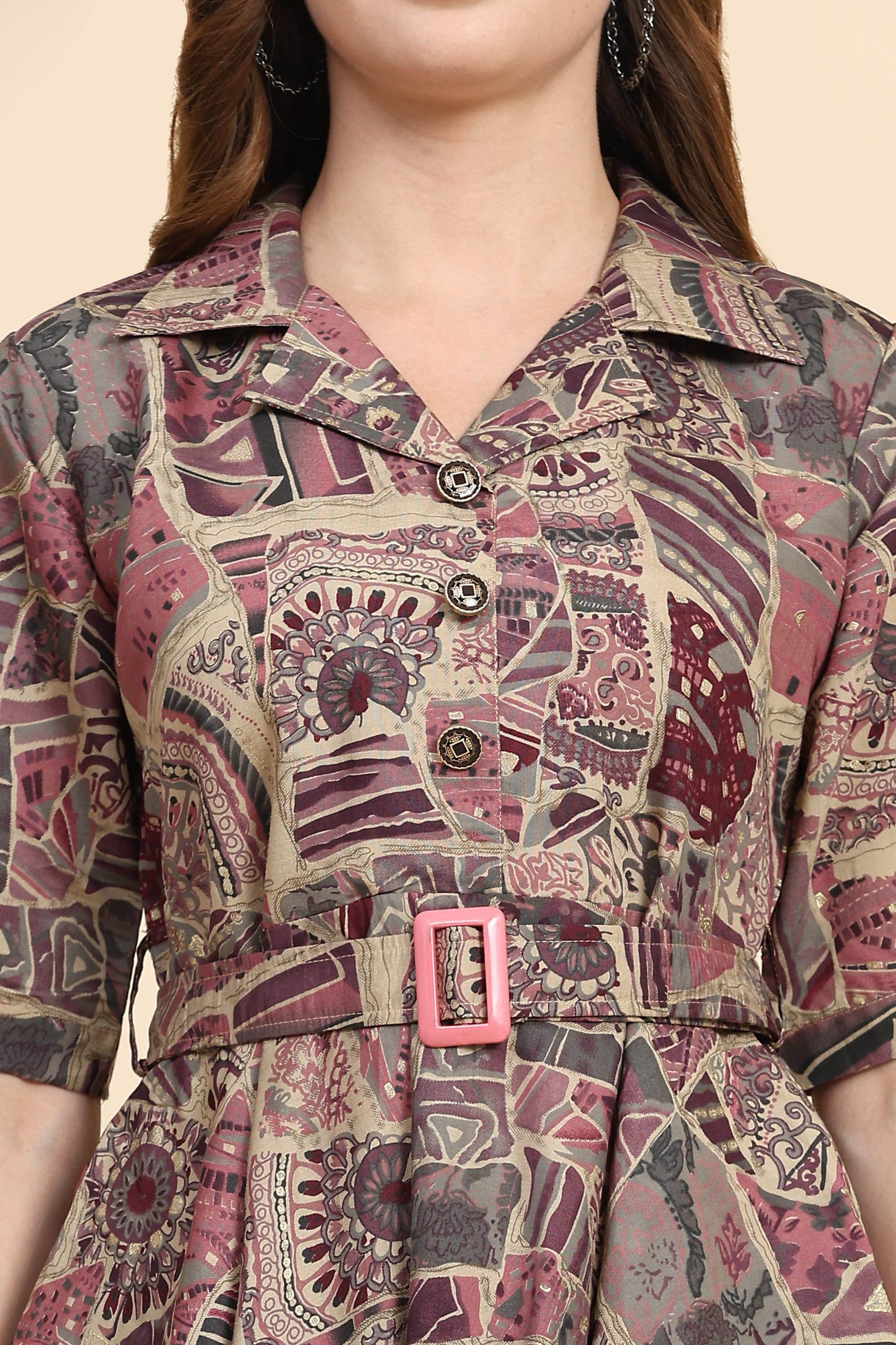 Chanderi Cotton Silk Printed CoOrds Set Kurta Pant 2 Piece Ethnic Fusion Kurta Set For Women's Trendmallsin