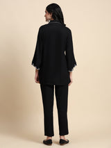 Cotton Black Co-Ords Set for Women Bell Sleeve Shirt For Women Trendmallsin