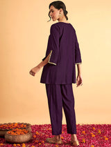 Purple Rayon Co-Ords Set for Women Trendmallsin