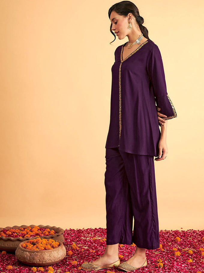 Purple Rayon Co-Ords Set for Women Trendmallsin