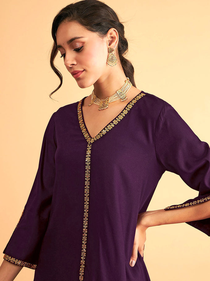 Purple Rayon Co-Ords Set for Women Trendmallsin