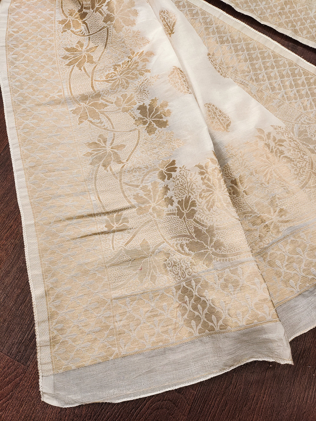 Women's Banarasi Silk Ethnic Motiff Design Dupatta(White) Trendmallsin