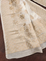 Women's Banarasi Silk Ethnic Motiff Design Dupatta(White) Trendmallsin