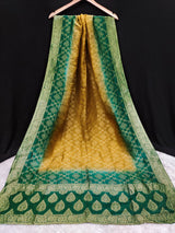 Women's Banarasi Silk Ethnic Motiff Design Dupatta ( Green ) Trendmallsin