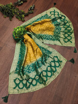 Women's Banarasi Silk Ethnic Motiff Design Dupatta ( Green ) Trendmallsin