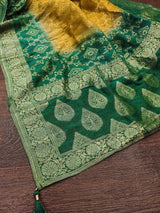 Women's Banarasi Silk Ethnic Motiff Design Dupatta ( Green ) Trendmallsin