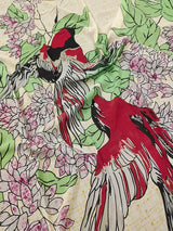 Beige Georgette Floral Design Scarf with Tassle