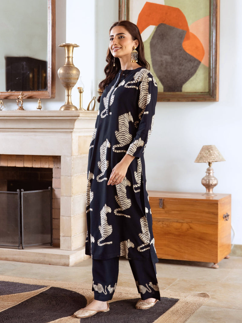 Women's Rayon Digital Print Kurta Palazzo Set Trendmallsin