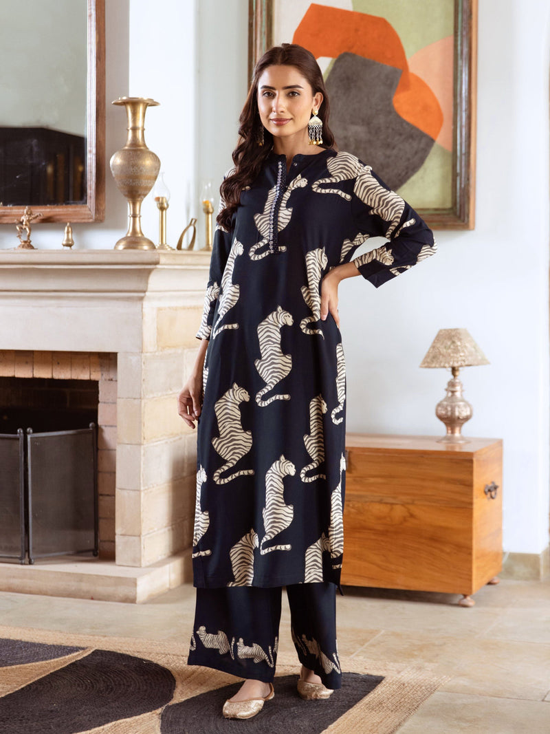 Women's Rayon Digital Print Kurta Palazzo Set Trendmallsin