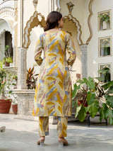Women's Slub Magic Cotton Digital Print Kurta Palazzo Set Trendmallsin