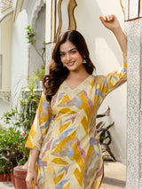 Women's Slub Magic Cotton Digital Print Kurta Palazzo Set Trendmallsin