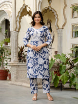 Women's Slub Magic Cotton Digital Print Kurta Palazzo Set Trendmallsin