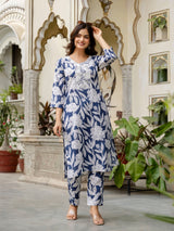 Women's Slub Magic Cotton Digital Print Kurta Palazzo Set Trendmallsin