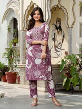 Women's Slub Magic Cotton Digital Print Kurta Palazzo Set Trendmallsin