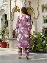 Women's Slub Magic Cotton Digital Print Kurta Palazzo Set Trendmallsin