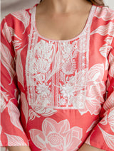 Pink Slub Magic Cotton Digital Print Kurta Palazzo Set For Woman's Trendmalls