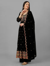 Black Georgette Embroidery Salwar Suit Set Kurta Palazzo with Dupatta Nyra Cut Kurta Set for Women Trendmallsin