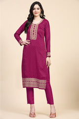 Pink Vichitra Silk Embroidery Salwar Suit Set with Dupatta for Women's Trendmallsin