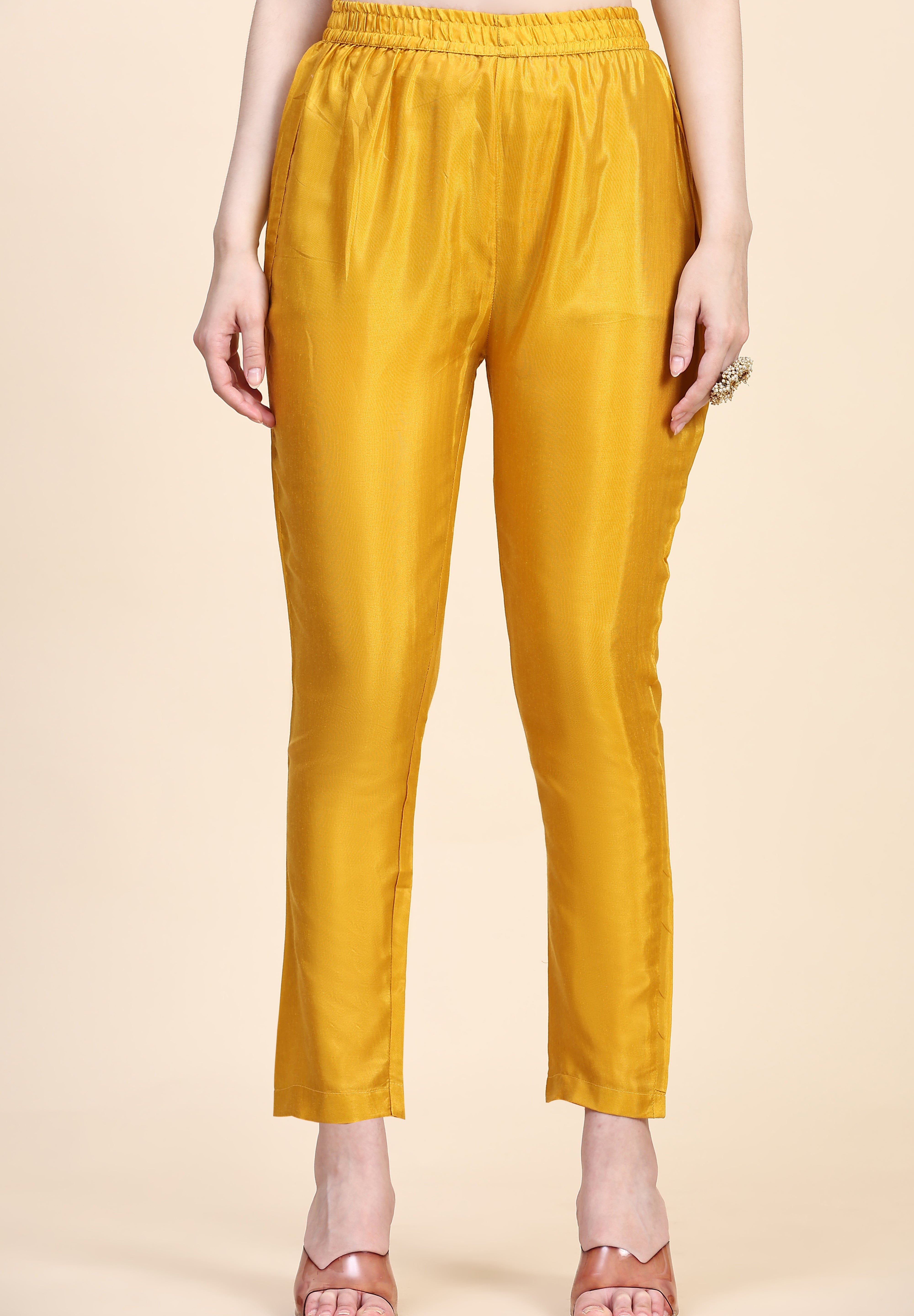 Yellow Vichitra Silk Embroidery Salwar Suit Set with Dupatta for Women's Trendmallsin