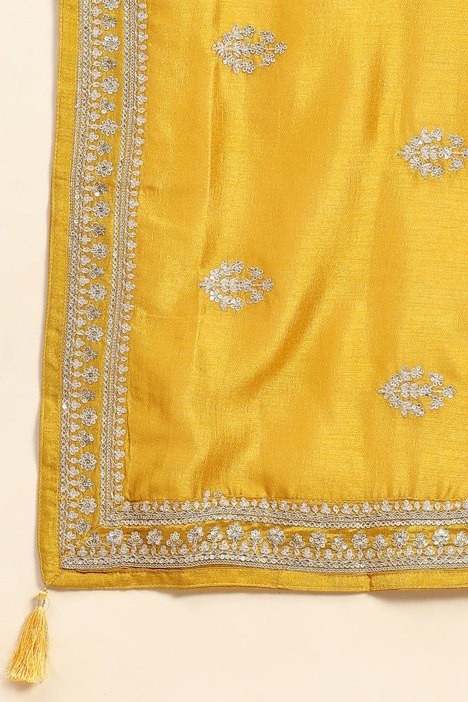 Yellow Vichitra Silk Embroidery Salwar Suit Set with Dupatta for Women's Trendmallsin