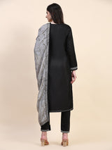 Black Vichitra Silk Embroidery Salwar Suit Set Kurta Pant with Dupatta Black Kurta Set for Women's Trendmallsin