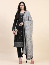 Black Vichitra Silk Embroidery Salwar Suit Set Kurta Pant with Dupatta Black Kurta Set for Women's Trendmallsin