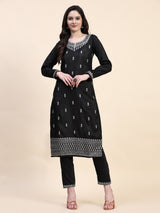 Black Vichitra Silk Embroidery Salwar Suit Set Kurta Pant with Dupatta Black Kurta Set for Women's Trendmallsin