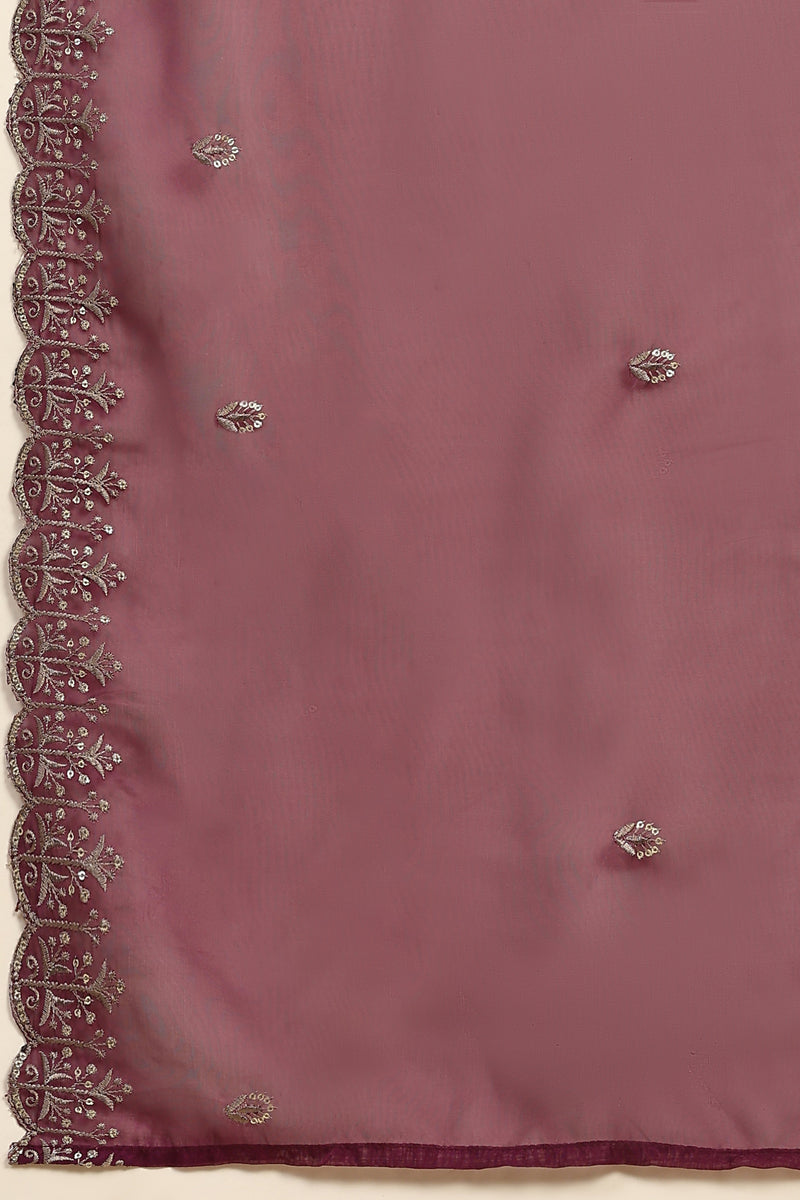 Purple Cotton Embroidery Salwar Suit Set with Dupatta for Women's Trendmallsin