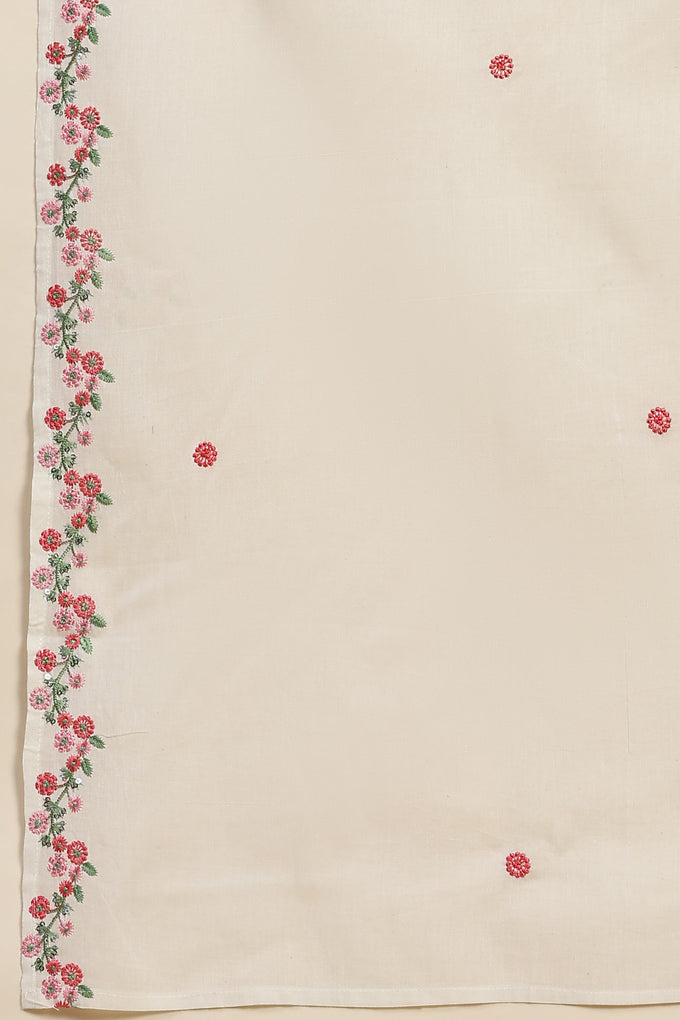 White Pure Cotton Schiffli  Embroidery Salwar Suit Set with Dupatta For Women's Trendmallsin