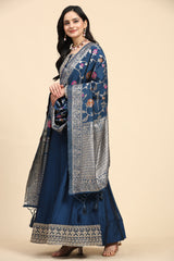 Morpeach Vichitra Silk Anarkali Salwar Suit Set with Jacquard Dupatta for Women's Trendmallsin