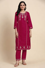 Pink Velvet Embroidery Salwar Suit Set with Dupatta For Women's Trendmallsin