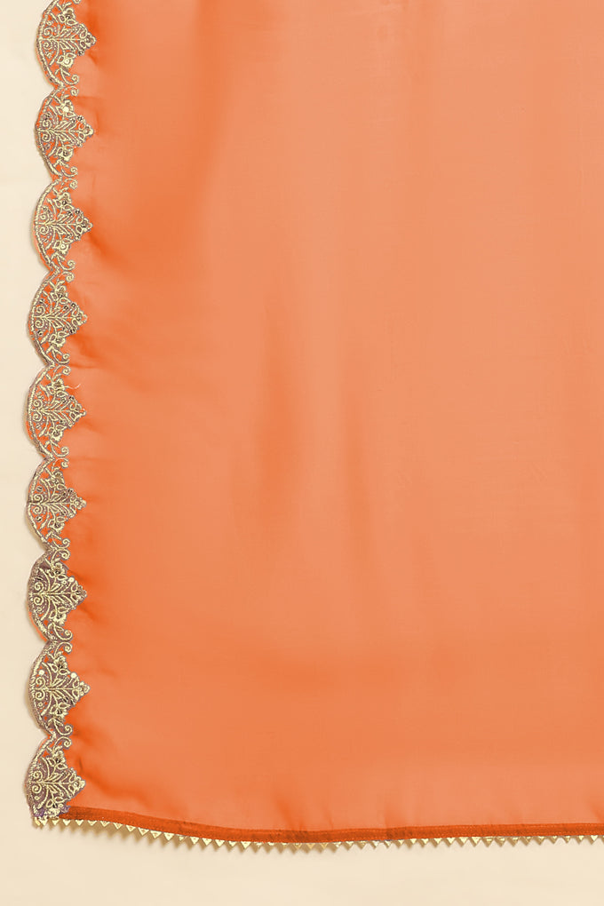 Orange Silk Blend Embroidery Anarkali Salwar Suit Set with Dupatta For Women's Trendmallsin