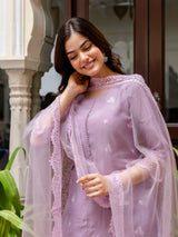Light Purpel Art Silk Embroidery A line Salwar Suit with Dupatta  Set For Woman's Trendmallsin