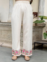 White Cotton Embroidery Salwar Suit with Dupatta Set For Women's Trendmallsin