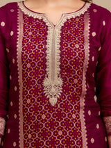 Purple Jaquard Silk Embroidery Sequence Work Kurta Pant Set with Dupatta Salwar Suit Set Trendmalls