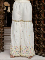 White Georgette Embroidery work Kurta Sharara Set with Dupatta Kurta Set for Women Trendmalls