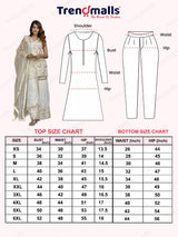 White Georgette Embroidery work Kurta Sharara Set with Dupatta Kurta Set for Women Trendmalls