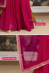 Pink Georgette Embroidery Kurta Sharara Set with Dupatta For Women's Trendmalls