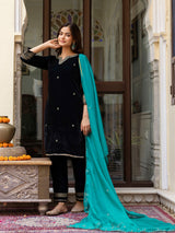 Morpeach Velvet Embroidery Salwar Suit Set with Dupattakk for Women's Trendmallsin