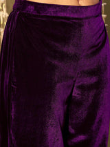 Purple Velvet Embroidery Salwar Suit Set with Dupatta for Women