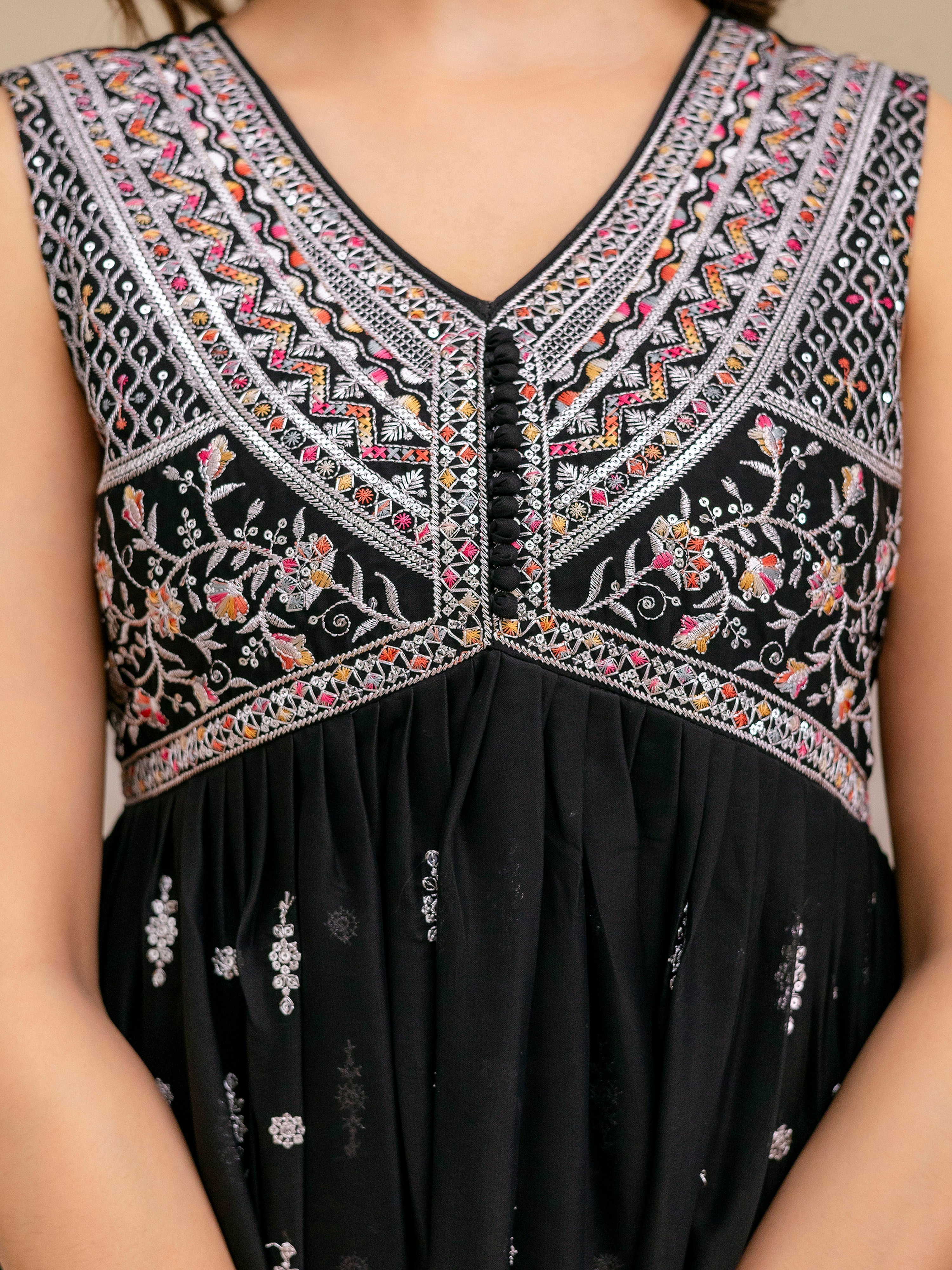 Black Art Silk Embroidery Work Anarkali Kurta Pant with Dupatta Set Trendmalls