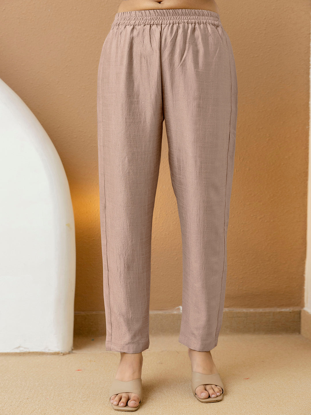 Beige Art Silk Embroidery sequence Work Anarkali Kurta Pant With Dupatta For Women