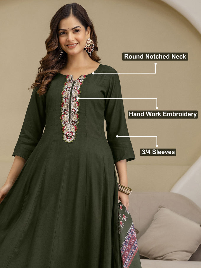 Mahndi Art Silk Embroidery Sequence Work Kurta Pant Set with Dupatta for Women Trendmalls